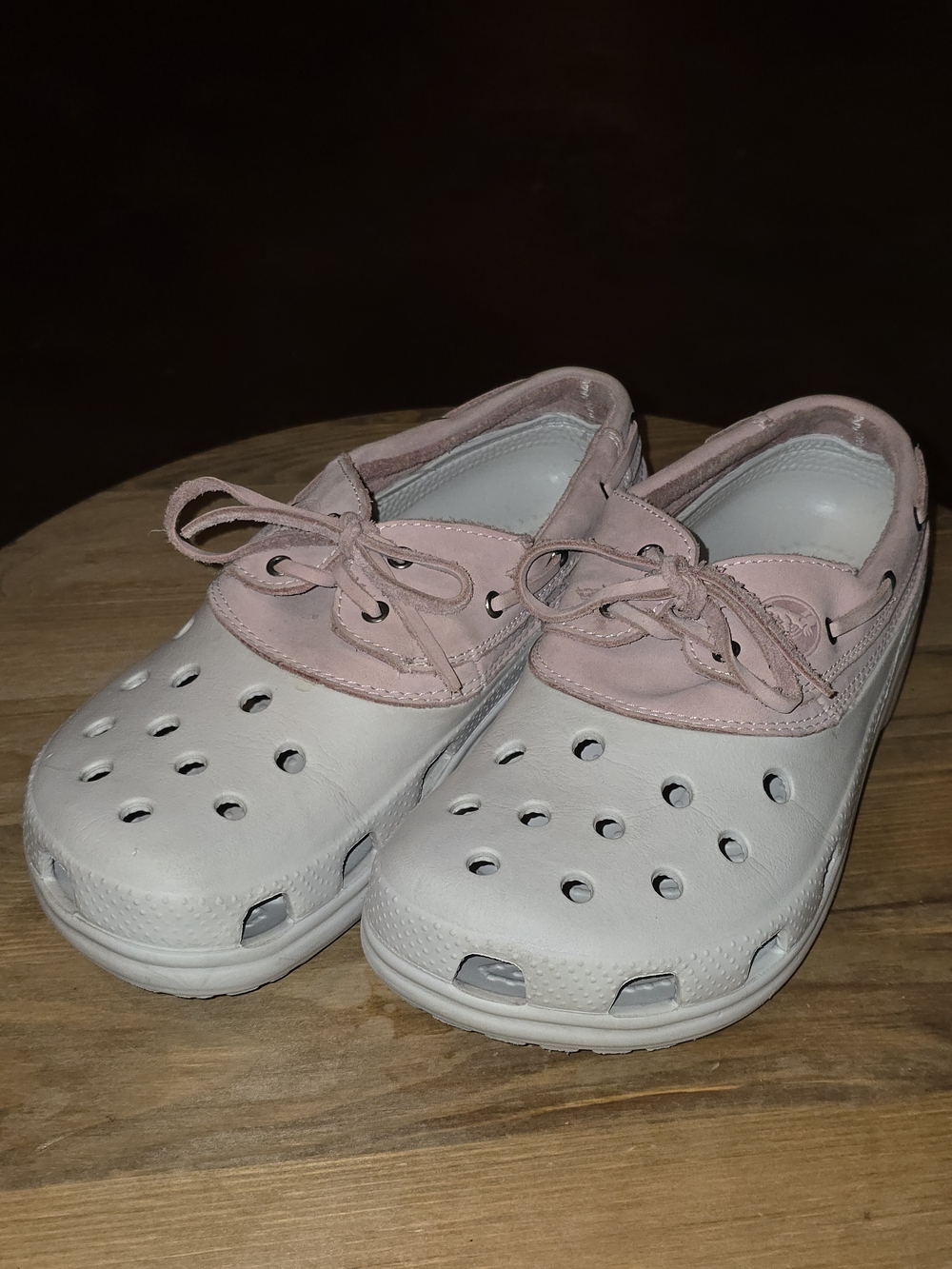 Crocs Islander Boat Shoes Bone/Moth Grey & Pink Women's 8